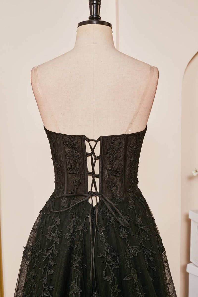 Black Sweetheart Lace Corset A-Line Prom Dress – Notjustprom