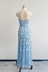 Light Sky Blue Straight Long Prom Dress