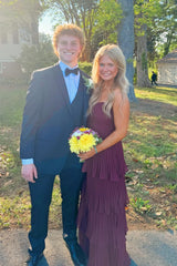 Hunter Green Strapless Layers A-line Long Prom Dress