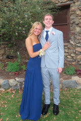 Strapless Light Blue Chiffon Long Maxi Dress