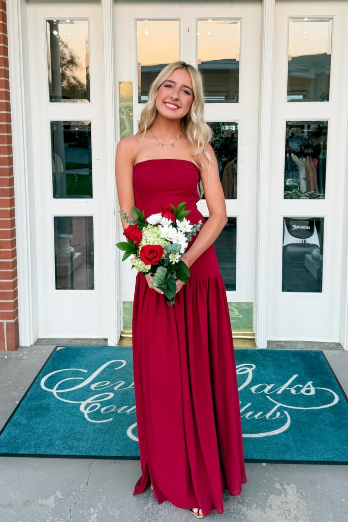 Strapless Light Blue Chiffon Long Maxi Dress