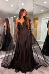 Blue Chiffon V-Neck A-line Long Formal Dress