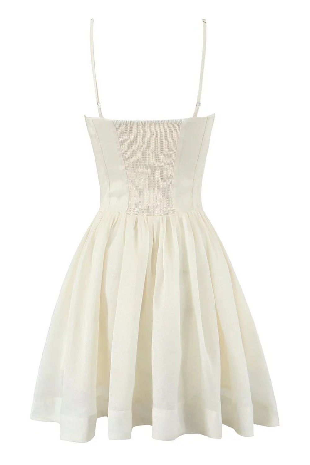Straps Beige Bow Front A-line Short Dress