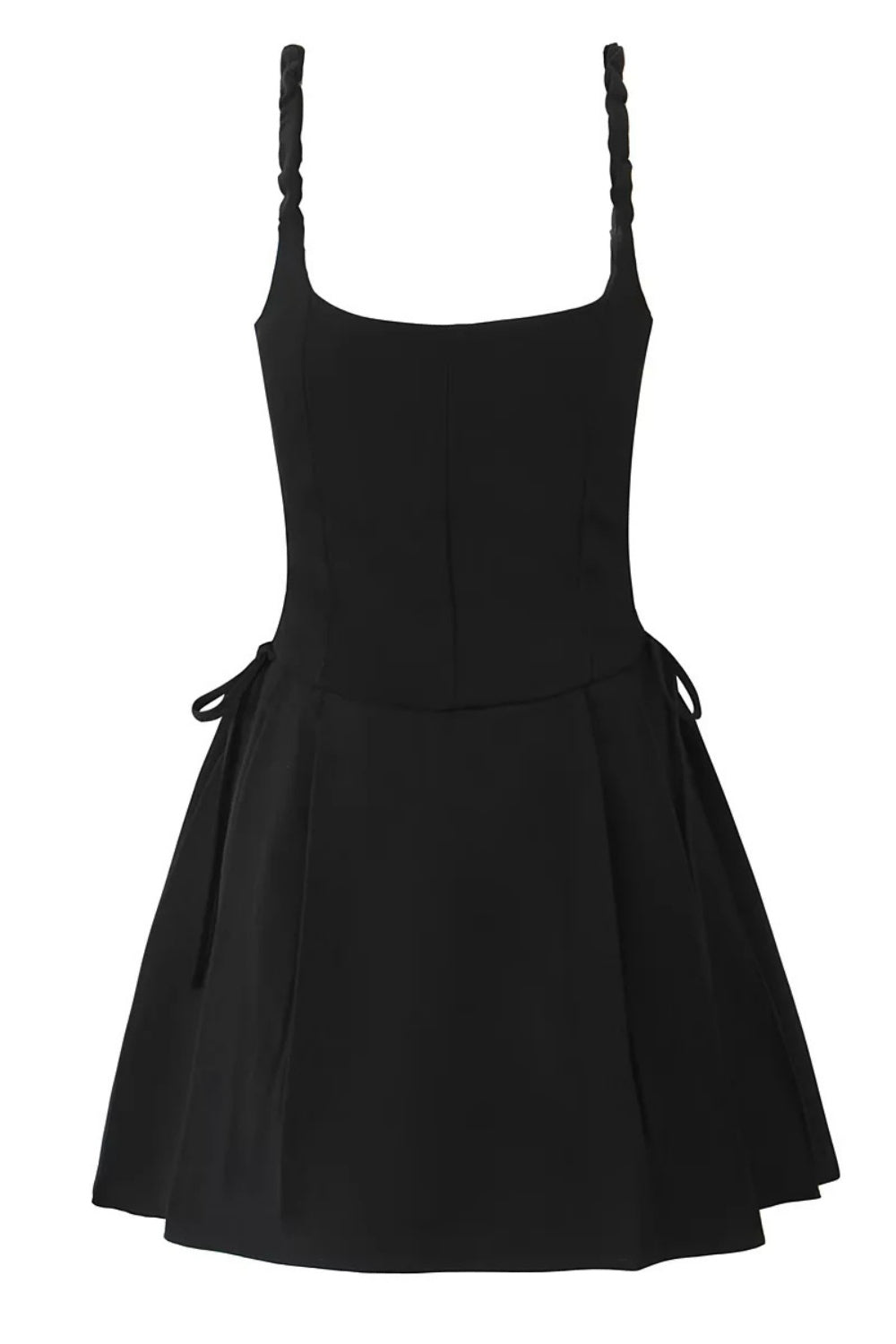 White Lace Splicing A-line Short Dress with Bow