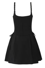 White Lace Splicing A-line Short Dress with Bow