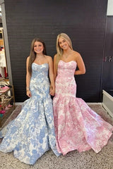 Lavender Jacquard Sweetheart Mermaid Prom Dress