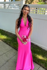 Halter Black Fitted Long Formal Dress