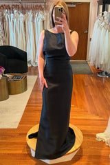 High Neck Black Pleated Mermaid Bridesmaid Dress