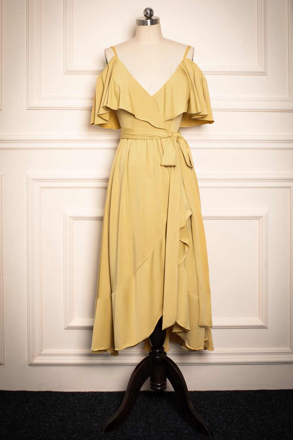 Gold Lovely A-line Chiffon Ruffles Bridesmaid Dress