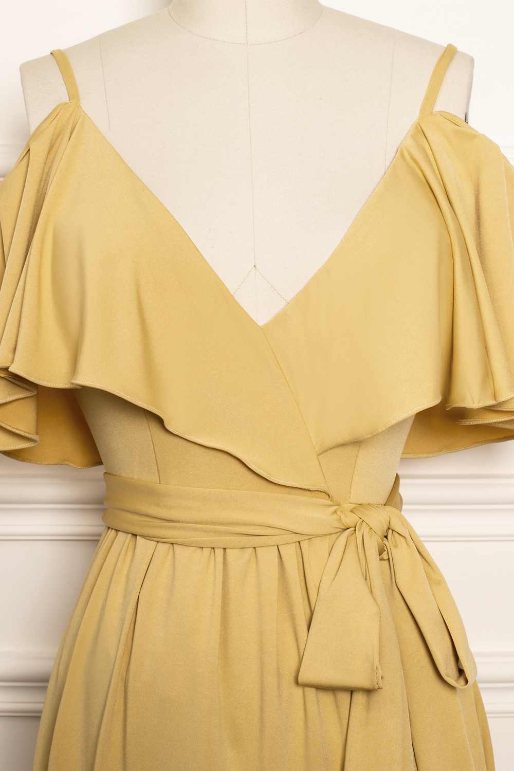 Gold Lovely A-line Chiffon Ruffles Bridesmaid Dress