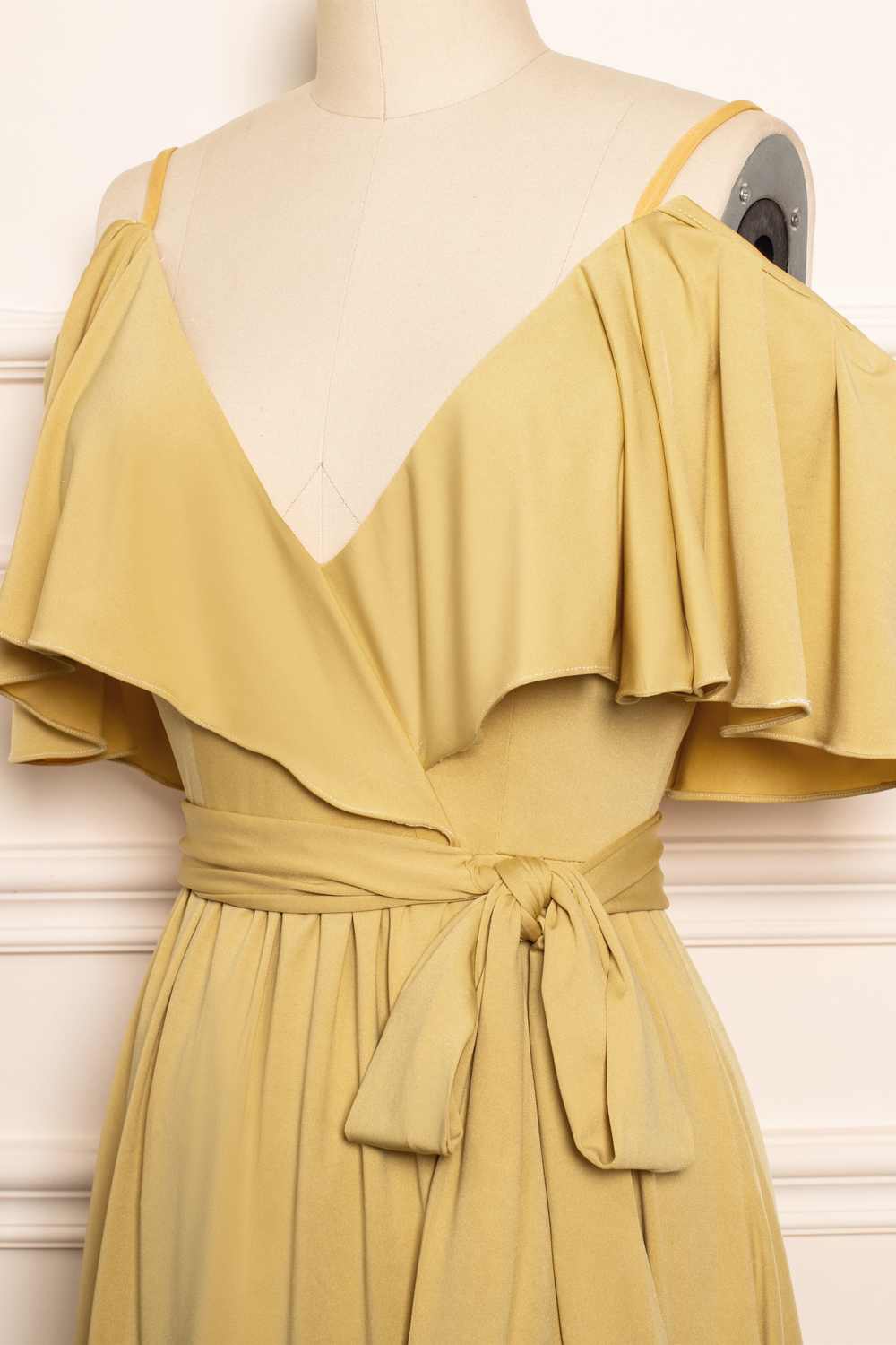 Gold Lovely A-line Chiffon Ruffles Bridesmaid Dress