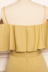Gold Lovely A-line Chiffon Ruffles Bridesmaid Dress