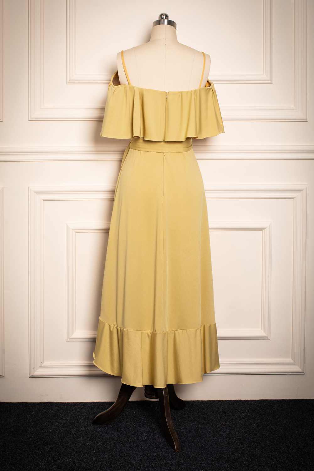 Gold Lovely A-line Chiffon Ruffles Bridesmaid Dress