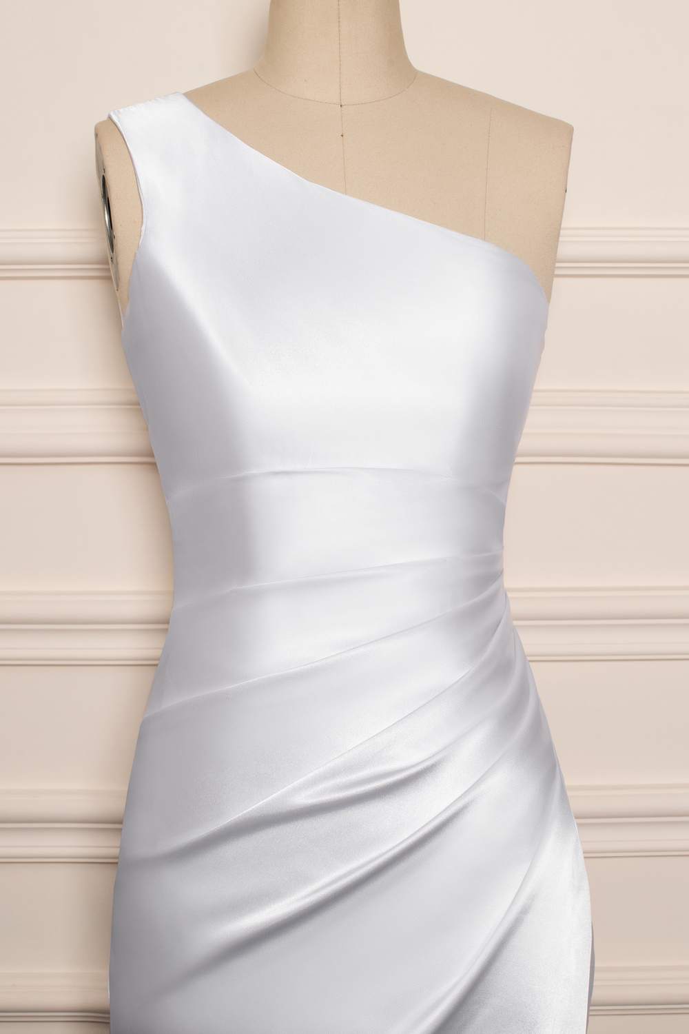 White Elegant One Shoulder Mermaid Bridesmaid Dress