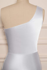 White Elegant One Shoulder Mermaid Bridesmaid Dress