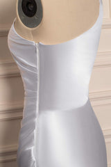 White Elegant One Shoulder Mermaid Bridesmaid Dress