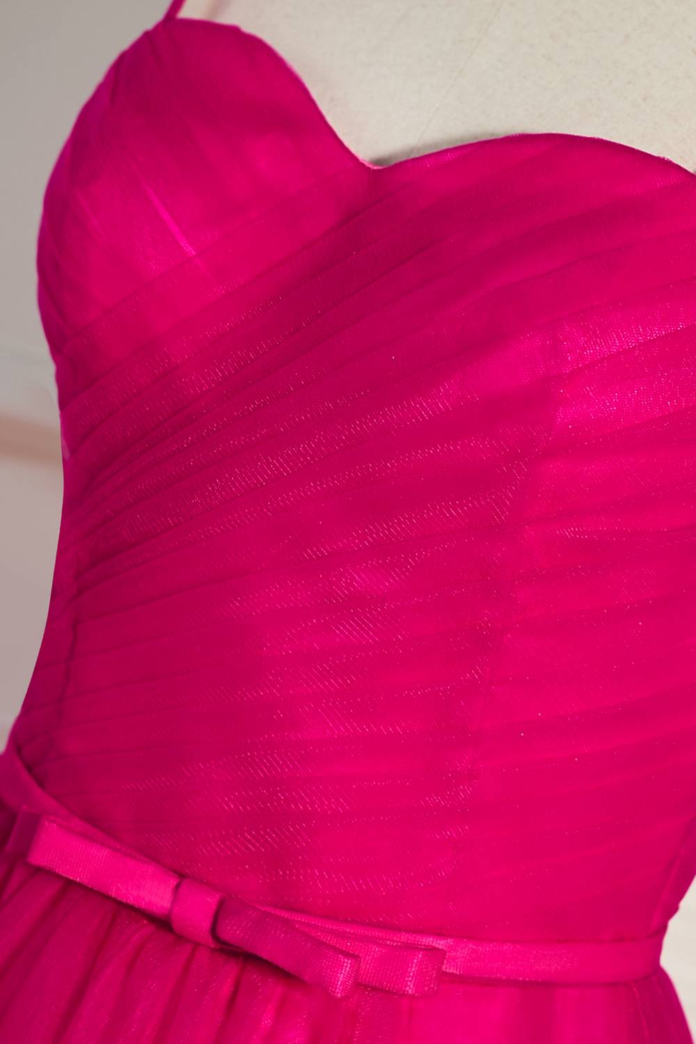 Fuchsia Tulle A-line Tea Length Dress