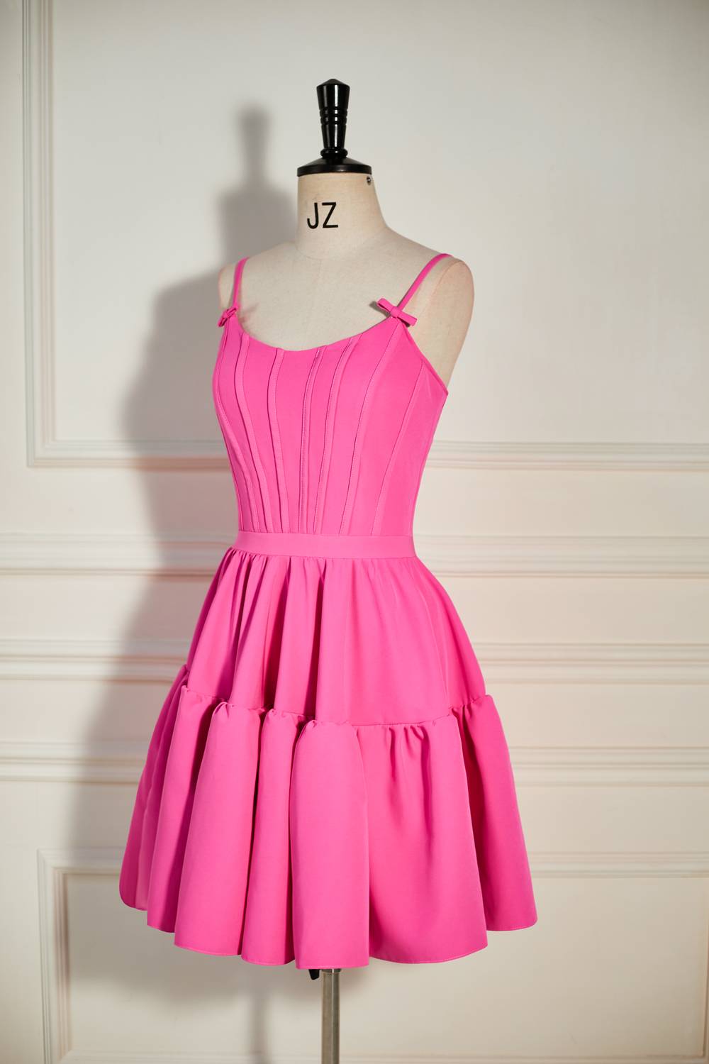 Straps Hot Pink A-line Short Homecoming Dress