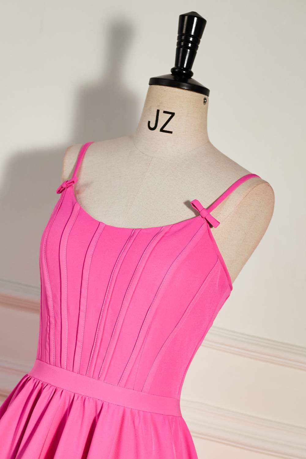 Straps Hot Pink A-line Short Homecoming Dress
