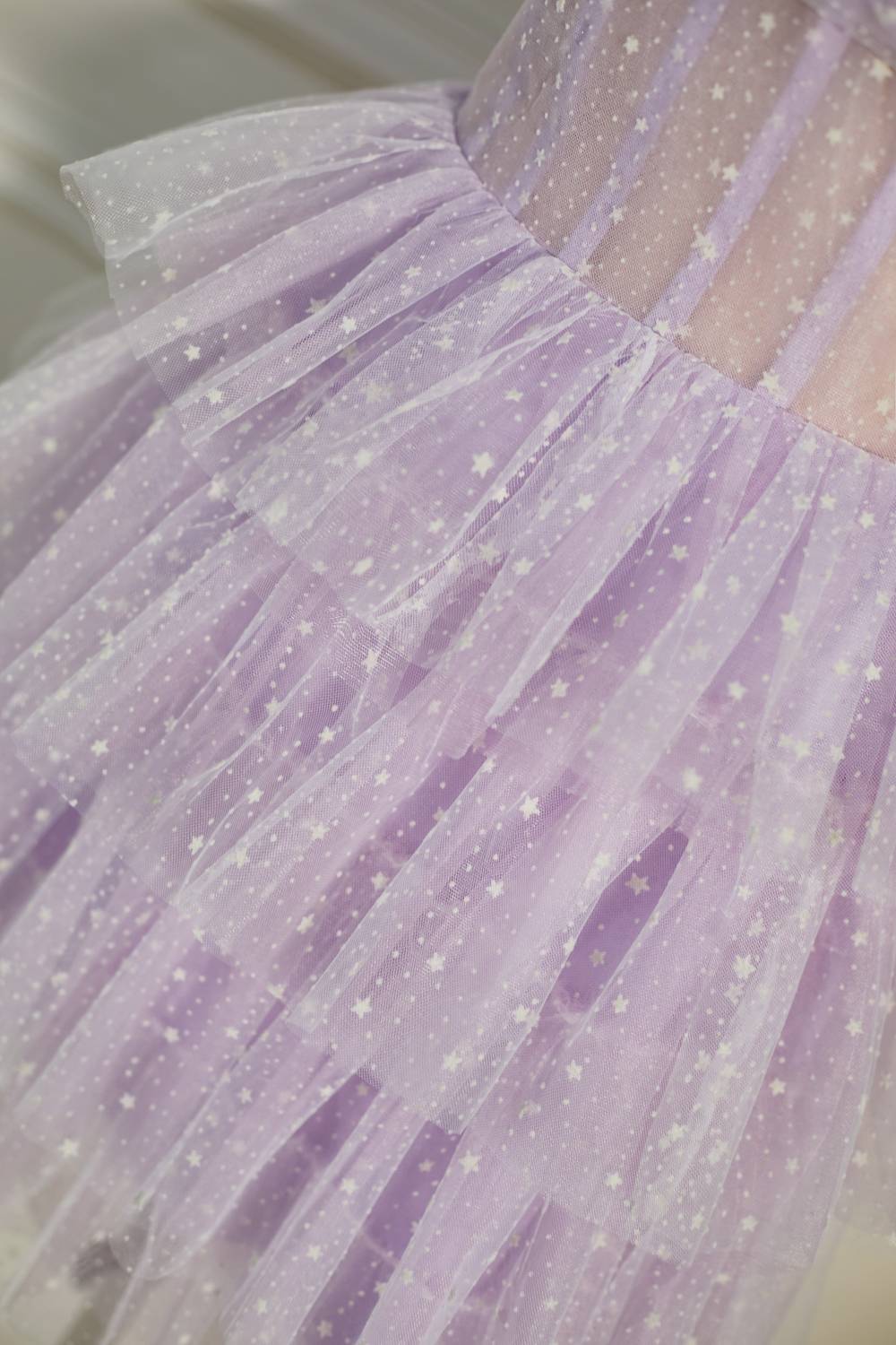 Sttrapless Lavender Tiered Ruffles Short Princess Dress