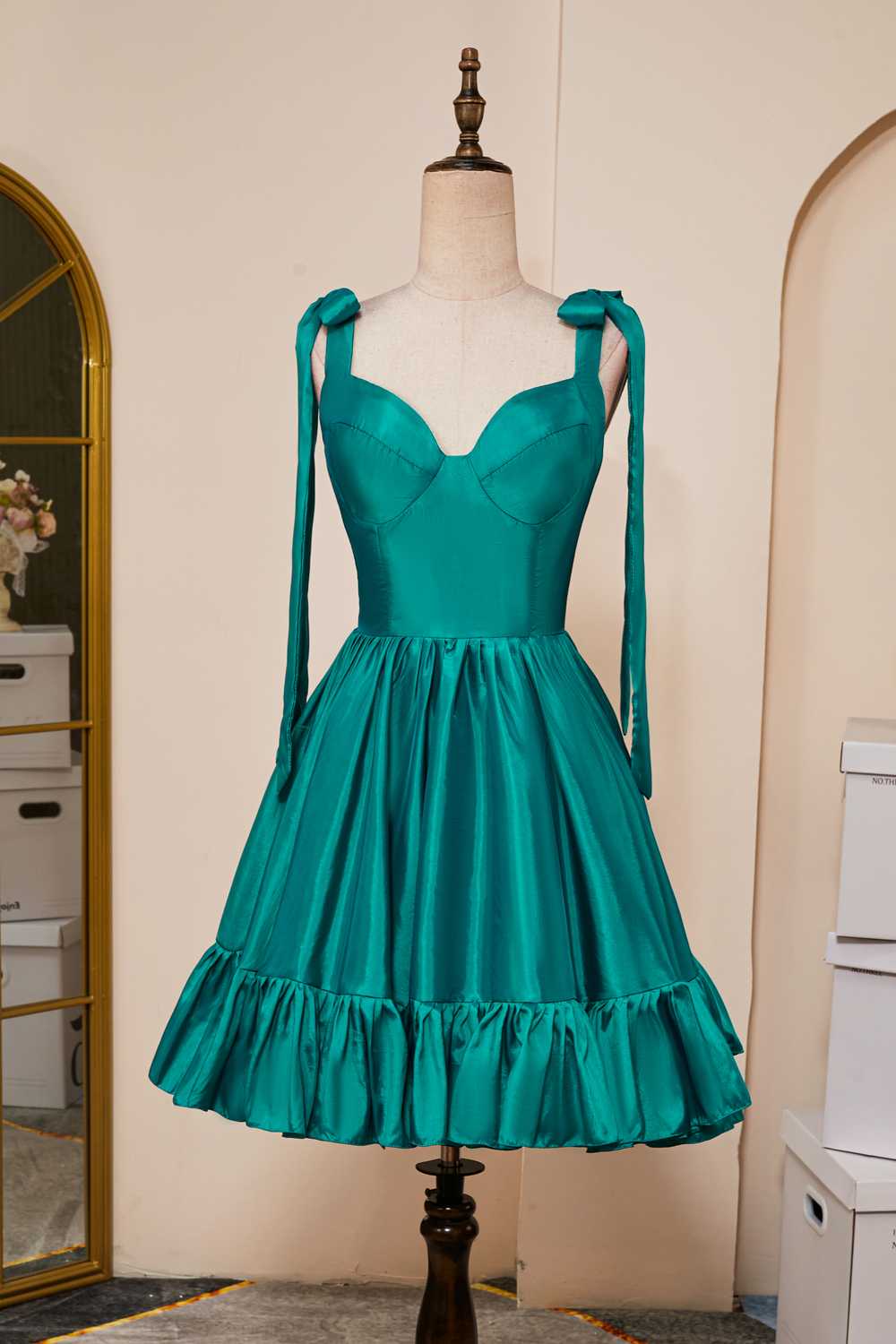 Turquoise Straps A-line Short Homecoming Dress