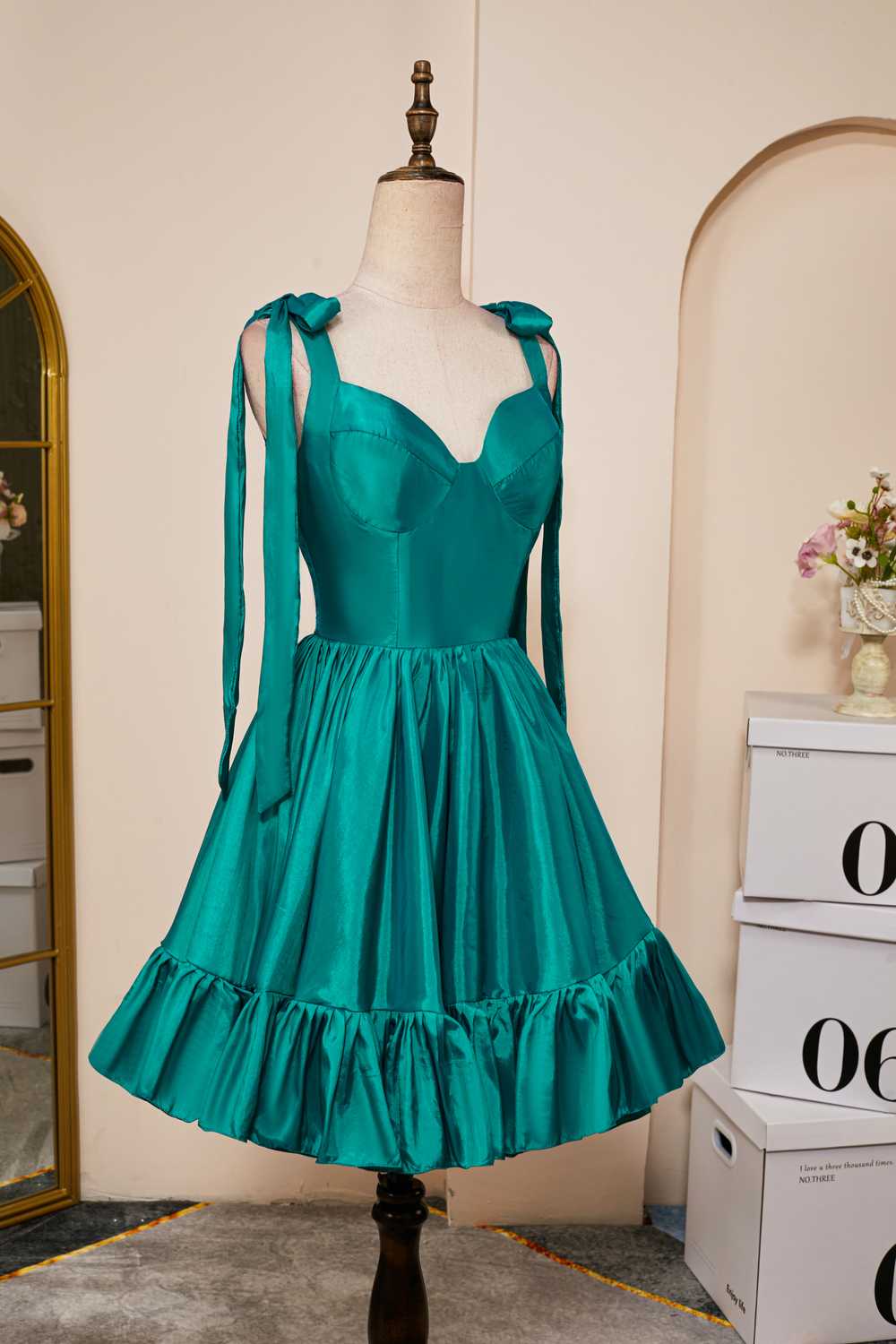 Turquoise Straps A-line Short Homecoming Dress