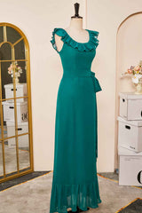 Emerald Concise A-line Chiffon Ruffles Bridesmaid Dress