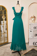 Emerald Concise A-line Chiffon Ruffles Bridesmaid Dress