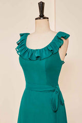Emerald Concise A-line Chiffon Ruffles Bridesmaid Dress