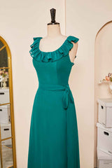 Emerald Concise A-line Chiffon Ruffles Bridesmaid Dress