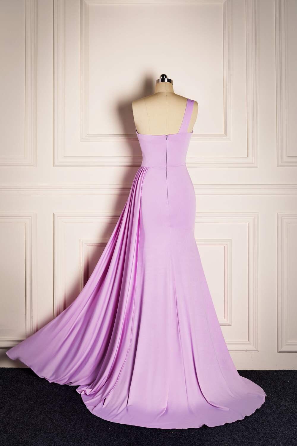 One Shoulder Lilac Mermaid Long Dress