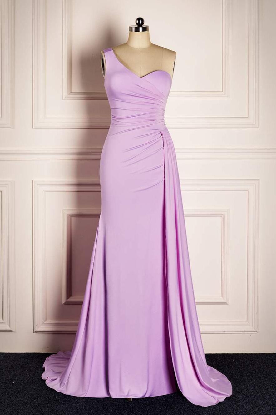 One Shoulder Lilac Mermaid Long Dress