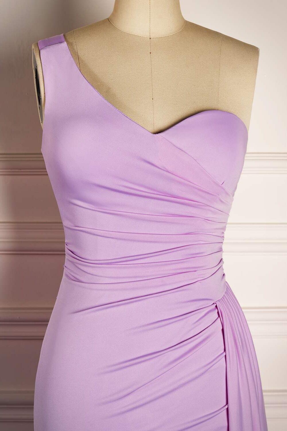 One Shoulder Lilac Mermaid Long Dress