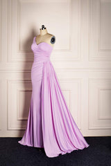 One Shoulder Lilac Mermaid Long Dress