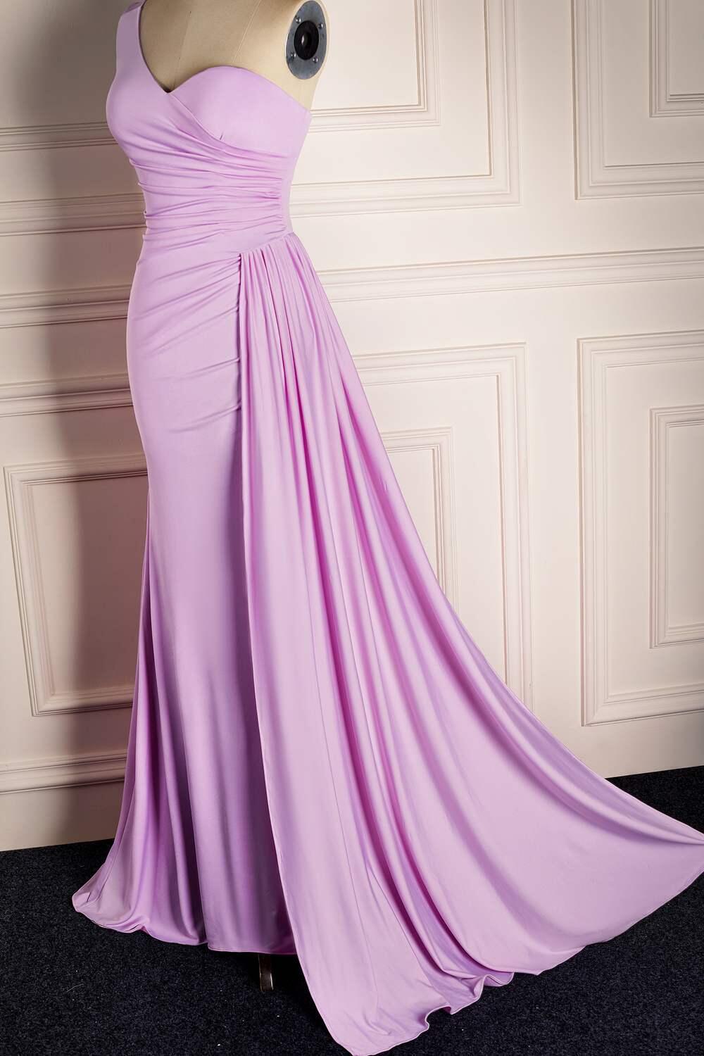 One Shoulder Lilac Mermaid Long Dress