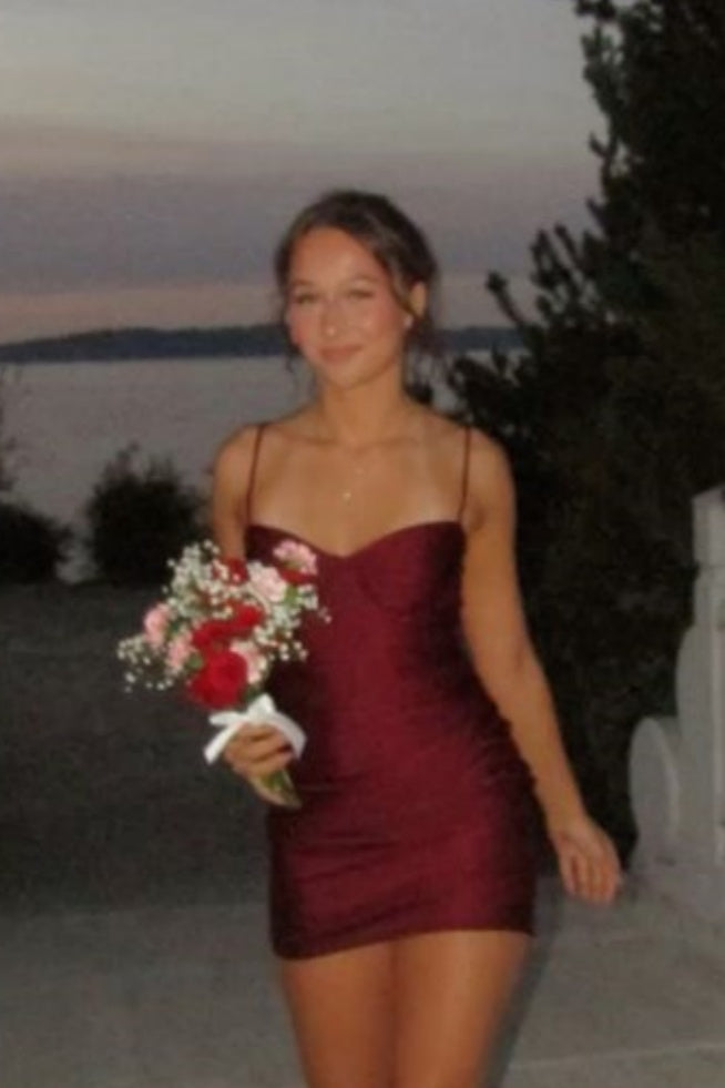 Burgundy Bodycon Mini Dress