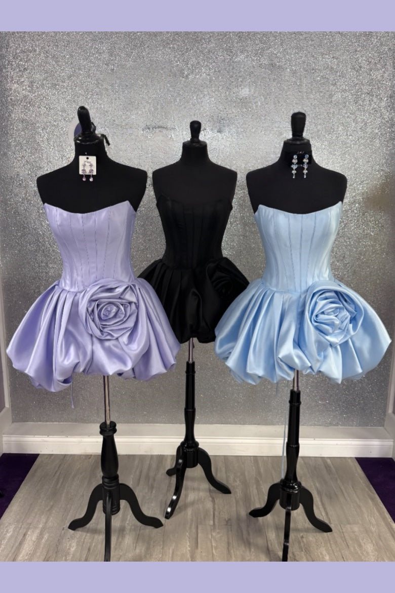 Strapless Satin Bubble Mini Dress