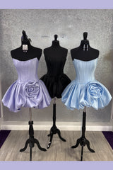 Strapless Satin Bubble Mini Dress