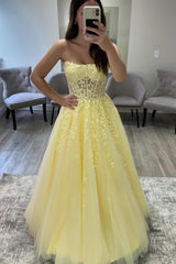 Hot Pink Tulle Lace A-Line Strapless Dress