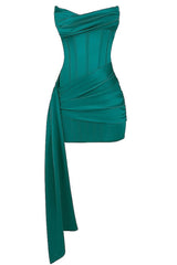 Burgundy Satin Bodycon Mini Dress