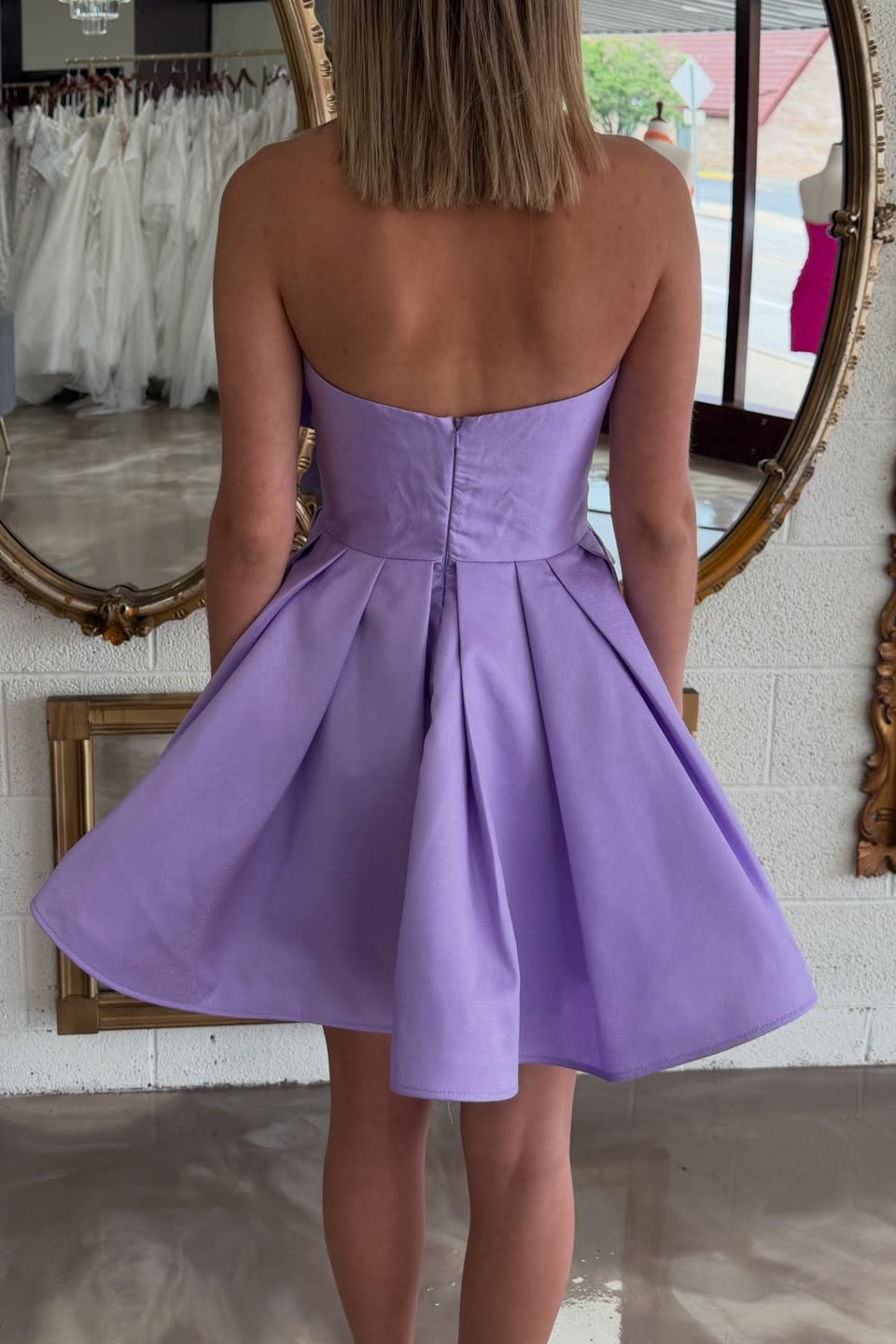 Hot Pink Satin Bow A-Line Dress