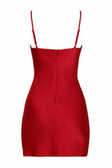 Simple Red Satin Mini Homecoming Dress