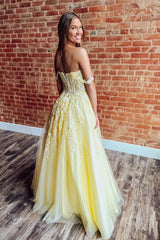 Yellow Off-the-Shoulder Floral A-Line Dress