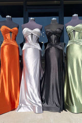 Black Metallic Strapless Mermaid Prom Dress with Keyhole
