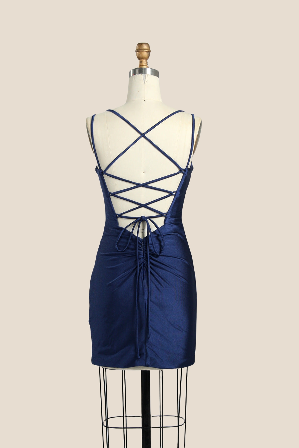 Sky Blue V-neck Fitted Lace-up Homecoming Dress
