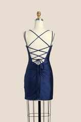 Sky Blue V-neck Fitted Lace-up Homecoming Dress