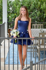 Strapless Yellow A-line Short Ruffle Dress with Bows