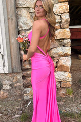 V-neck Red Mermaid Long Dress with Train
