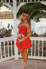 Blush Corset A-line Short Chiffon Ruffle Dress
