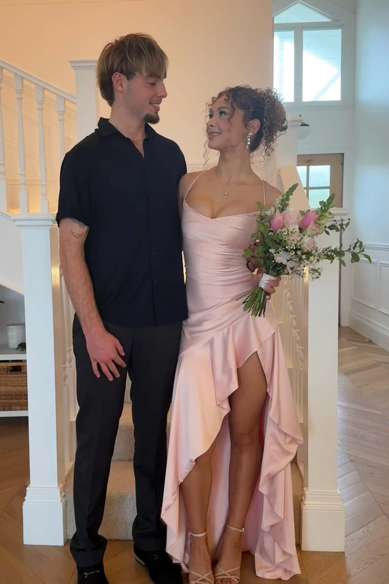 Straps Burgundy Satin Fitted Ruffle Long Party Dress